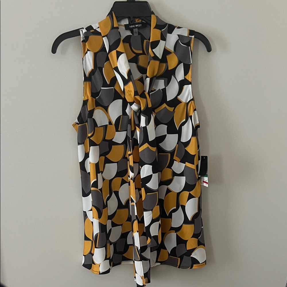 Nine West Women's Sleeveless Top - Black, White, Gold